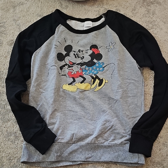 Disney Mickey & Minnie Womens Sweatshirt - Gray & Black - Picture 1 of 6